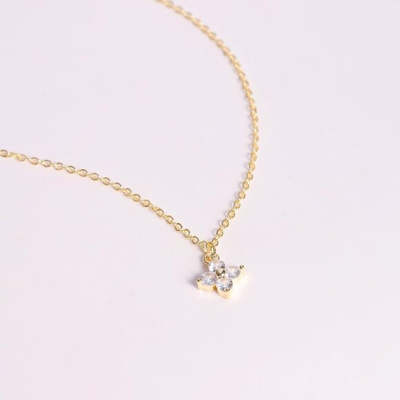 14K Gold Plated Necklace for Women - Dainty Flower, Leaf, Bead, Tree, Bee, Sun, - Picture 4 of 7